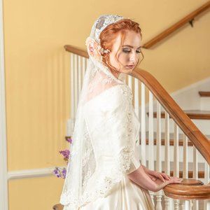 Chantilly and Alencon Lace Mantilla Wedding Veil